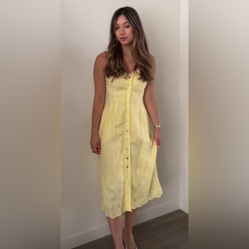 ARITZIA Wilfred Meera Yellow Linen Dress - Picture 2 of 7